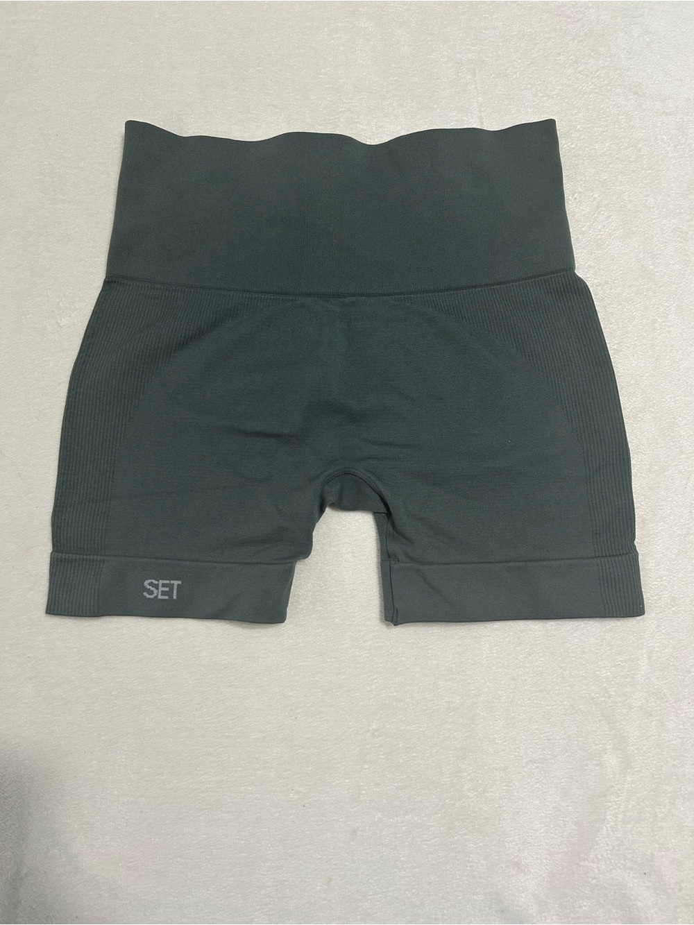 SET Active High-Waist Green  Ribbed Bike Shorts Womens small